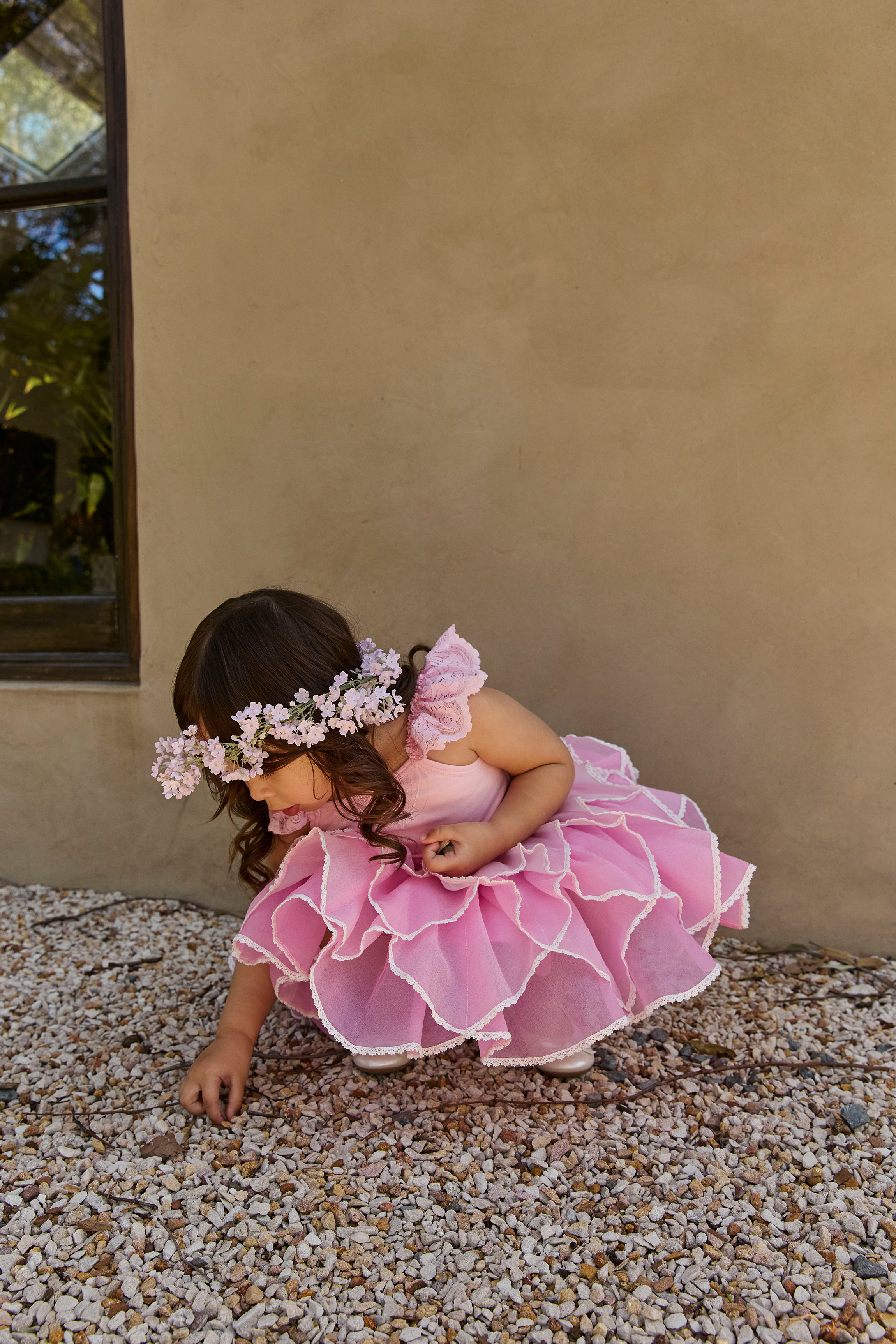 Honeycomb Tiered Dress (Pink)